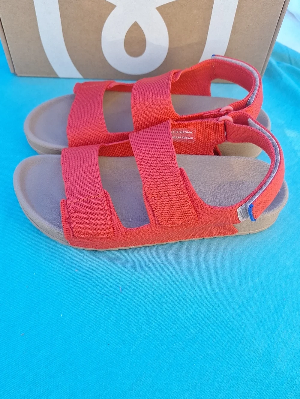 Rothy's Kids Coral-Red Adjustable-Strap Sandals